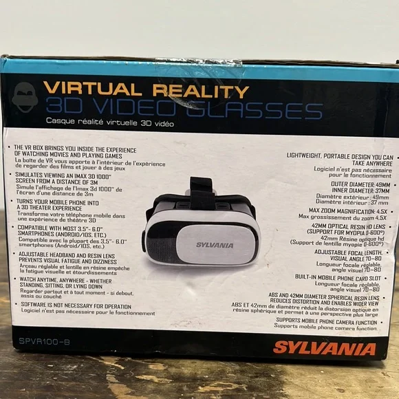 Sylvania Virtual Reality 3-D Video Glasses lOS / Android Compatible New in Box - Picture 3 of 6